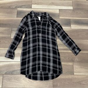 SO Monochrome Plaid Shirt Dress